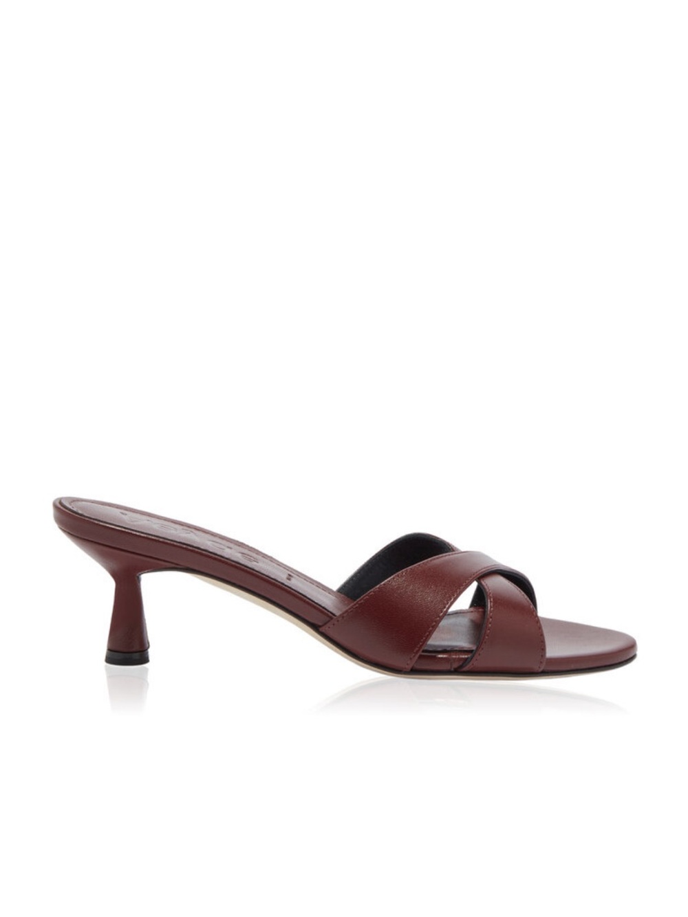 Aeyde Vero Burgundy Leather Cross-Strap Kitten-Heel Mule